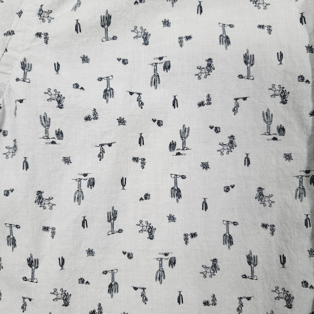 Old Navy Shirt Mens XL Gray Slim Fit Short Sleeve Button Down Cactus Print - Picture 7 of 12